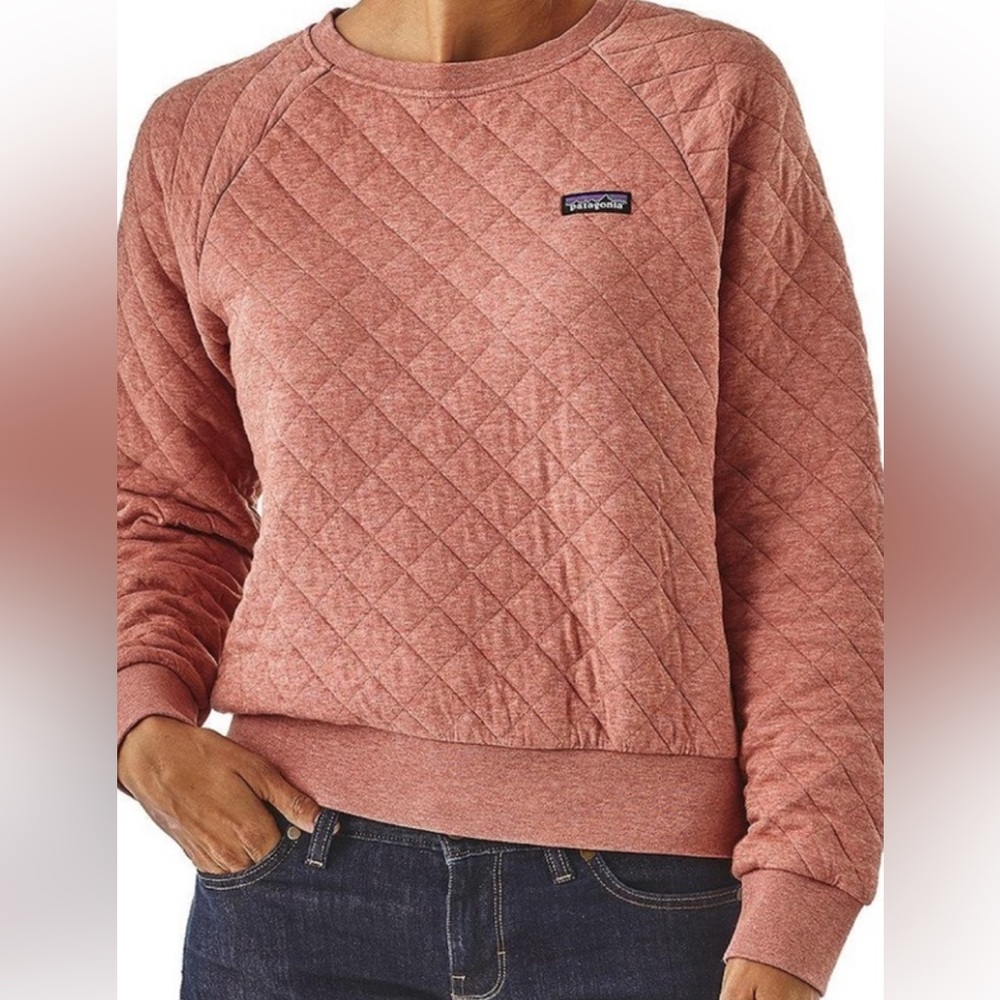 Patagonia Quilted Crewneck in Dusty Rose Heather